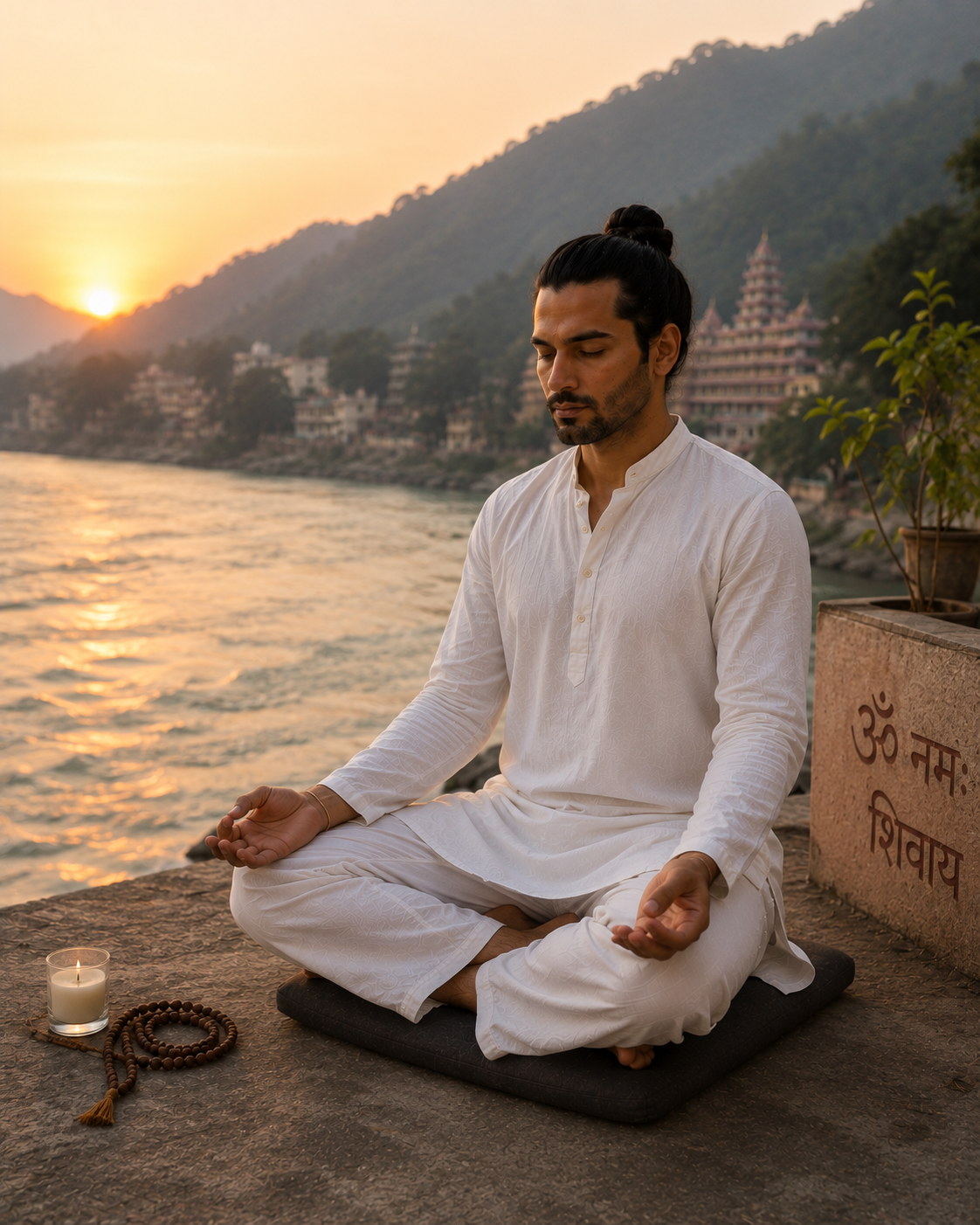 Meditator in deep seated practice the quality of stillness that a meditation retreat makes possible