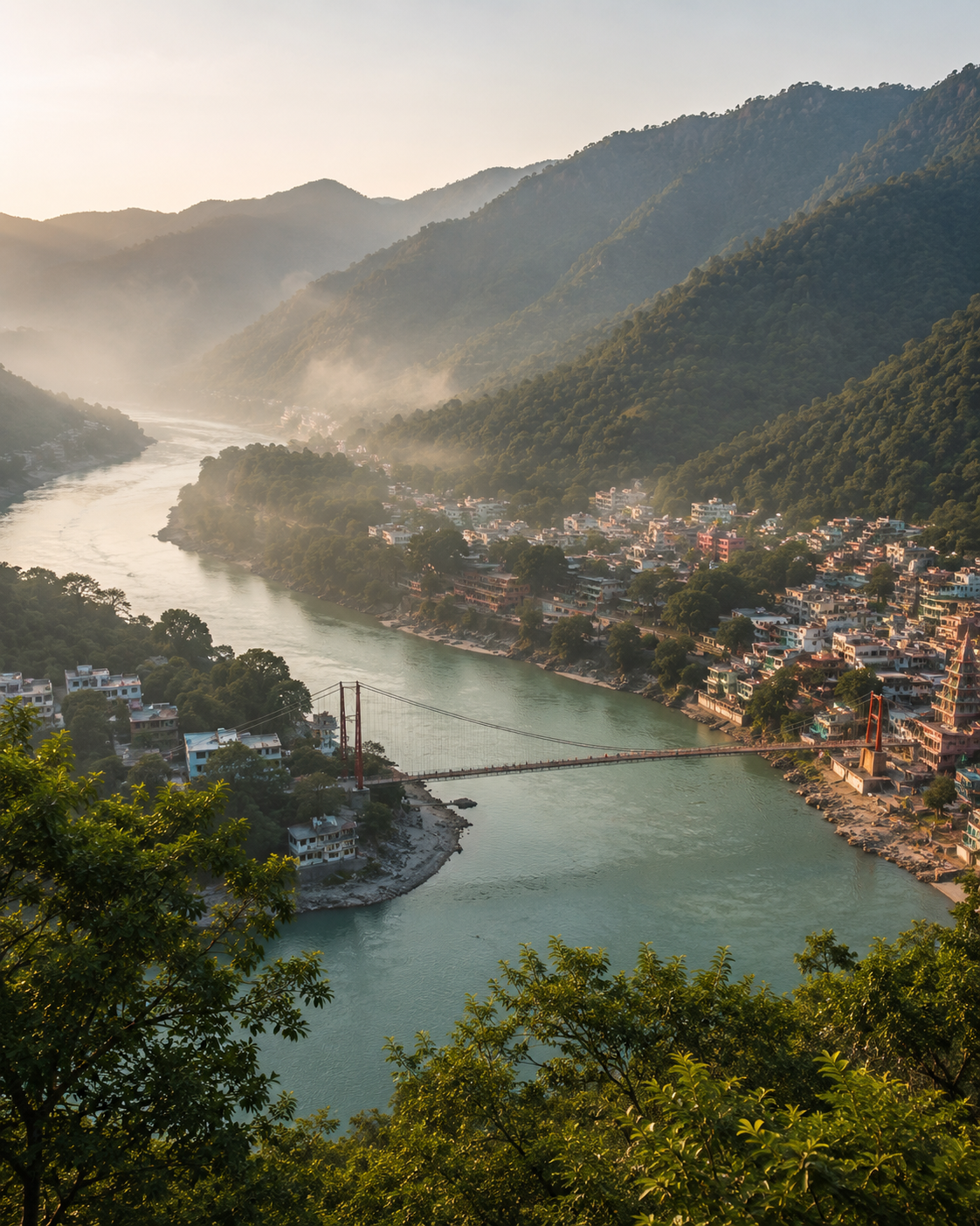 The Ganges at Rishikesh where yoga has been practised and taught for generations